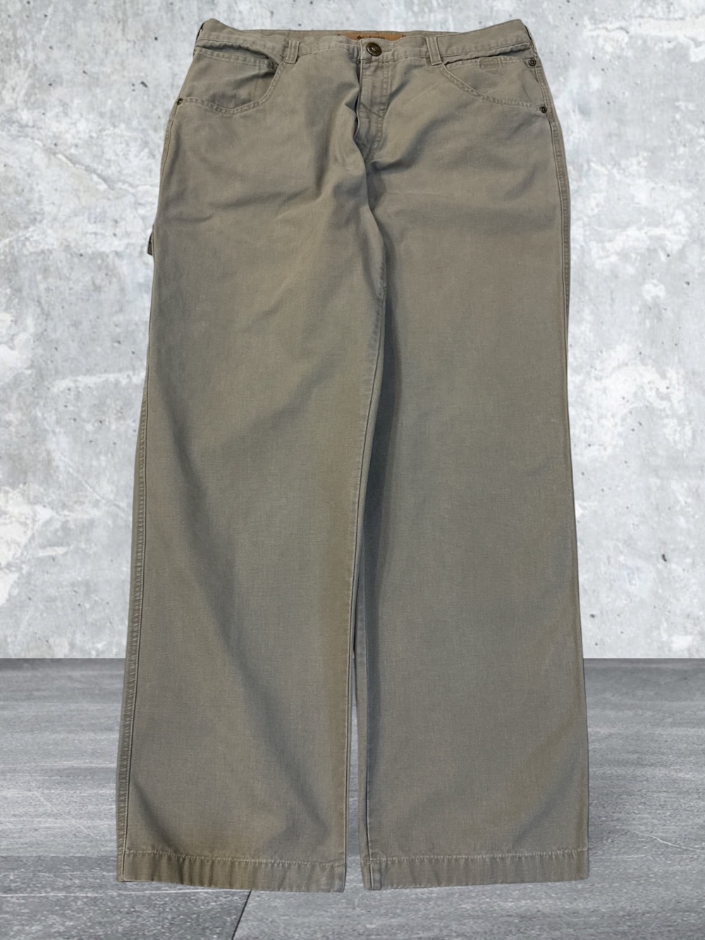 Vintage Men’s Columbia River Lodge Pants Beige with Pockets Shell Loops Size 36